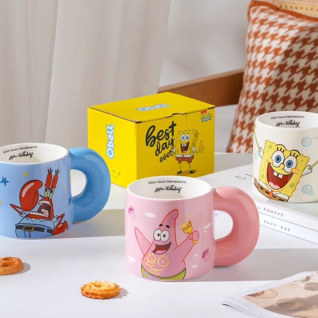 SpongeBob autorizado auténtico taza de cerámica regalo personalidad taza de desayuno de oficina taza de café de alto valor