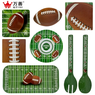 亚马逊橄榄球托盘定制家用派对餐具套装密胺美式足球Football餐盘