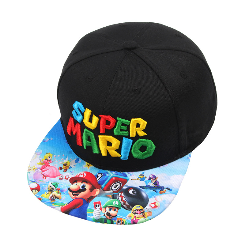 thumbnail image 1 of Super Mario Bros. Gorra de béisbol Bordado tridimensional Sombrero de ala plana ajustable Rendimiento de personaje Anime Hat Black One, 1 of 2