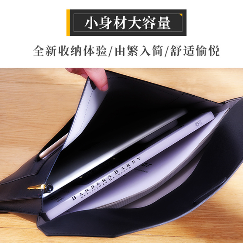 A4 de cuero de imitación bolsa de archivo de negocios de gran capacidad de almacenamiento material de archivo maletín empresa logo bolsa de archivo personalización