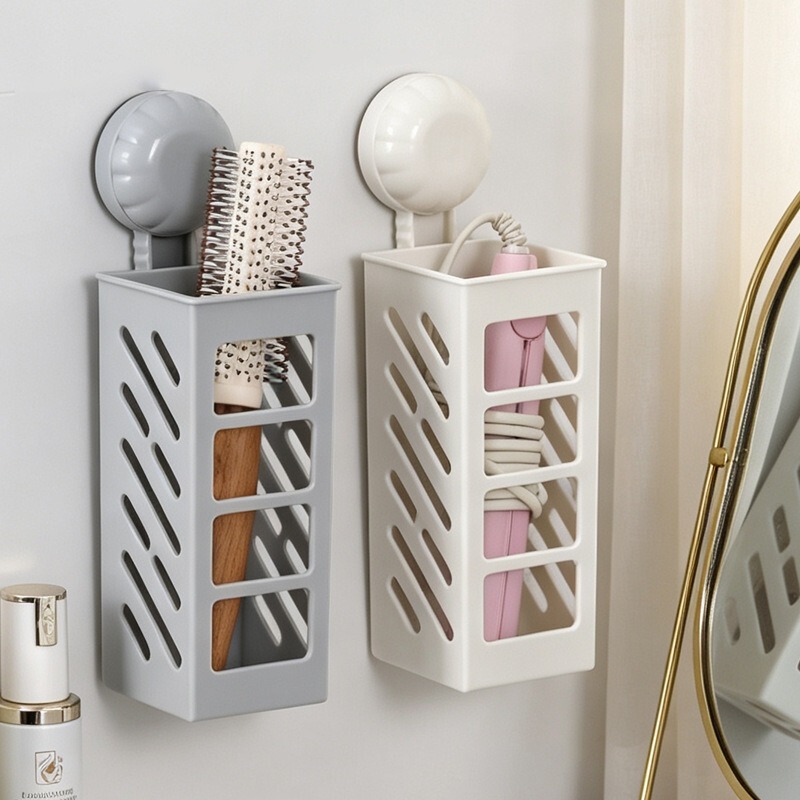 Suction cup curling iron storage rack, wall-mounted, no-drill required, for bathroom washbasin wall, straightening comb and hair straightener holder