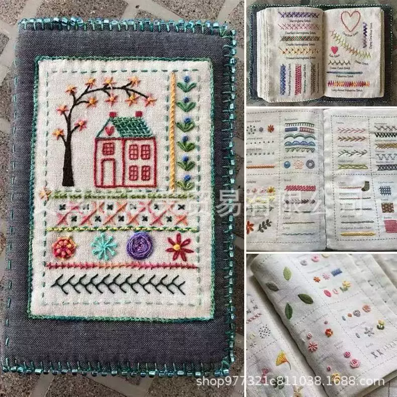 Cross-border new Stitch Book Handmade Fabric Embroidery Square Needle and Thread This Loose-leaf Book DIY Needle Book