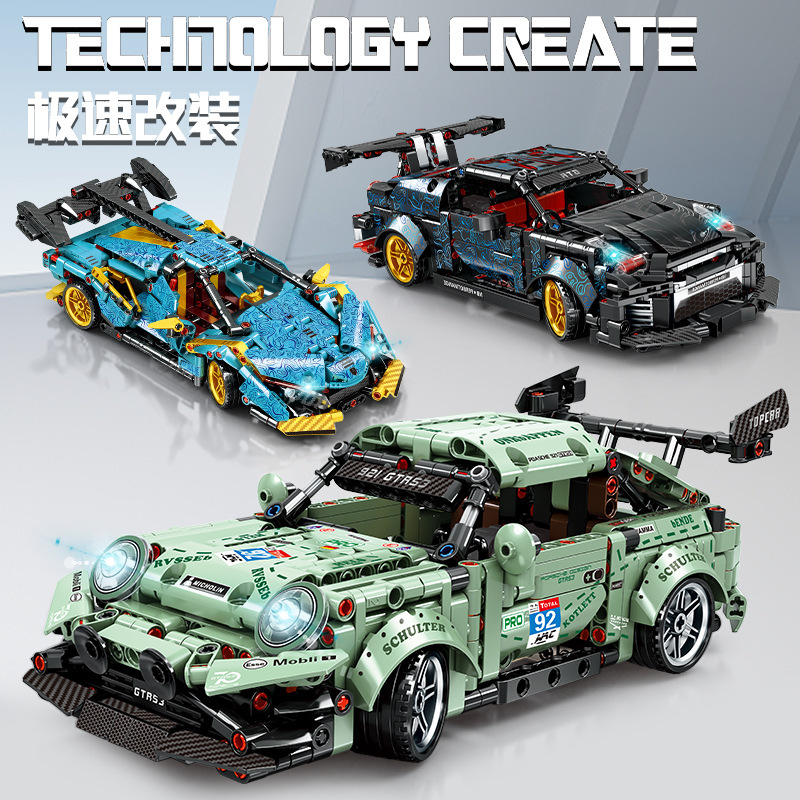 Mindy 8201 Pull-Back Technology Racing Car Assembly Building Block Toy Sports Car Model Gift for Elementary School Students Wholesale
