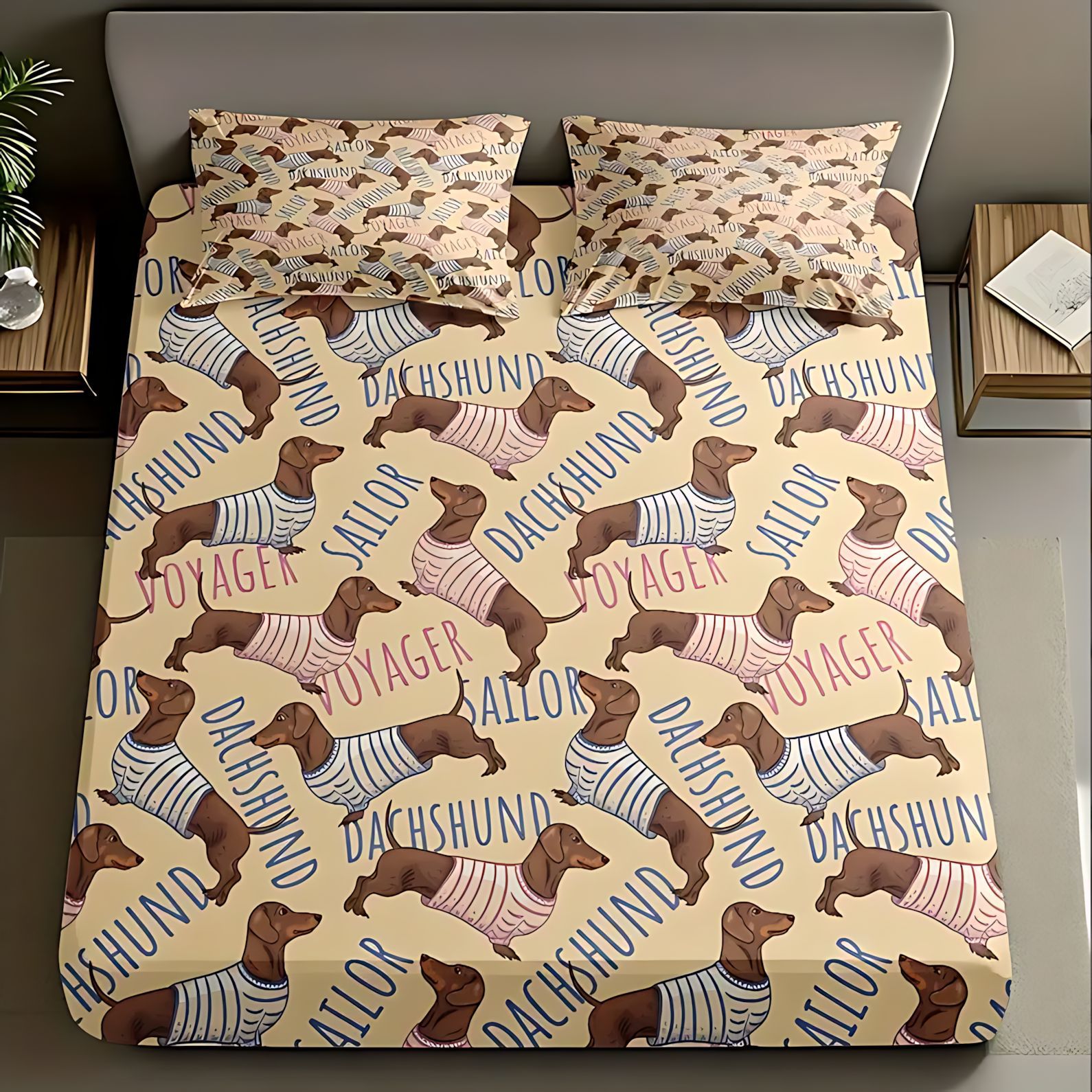 TEMU / JIT textil doméstico transfronterizo lindo pequeño salchicha impresión digital 3D cama de cama de cama de cama