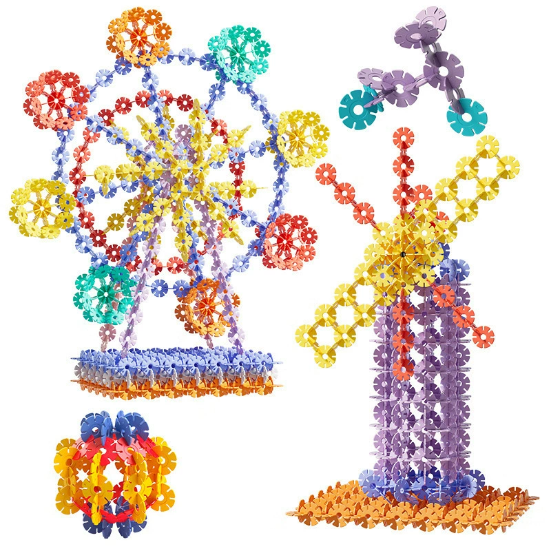 Big constructor, intellectual toy for boys for kindergarten, with snowflakes, increased thickness