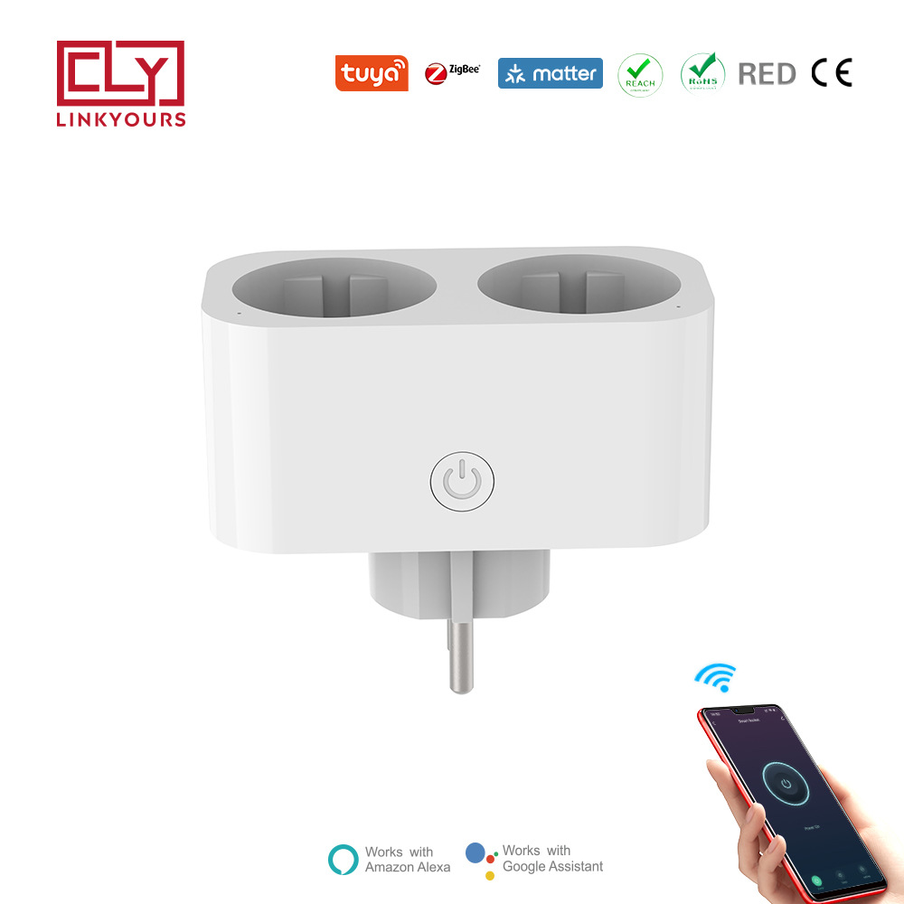 外贸热销 欧式德标 16A 涂鸦WiFi家用远程控制多功能智能转换插座