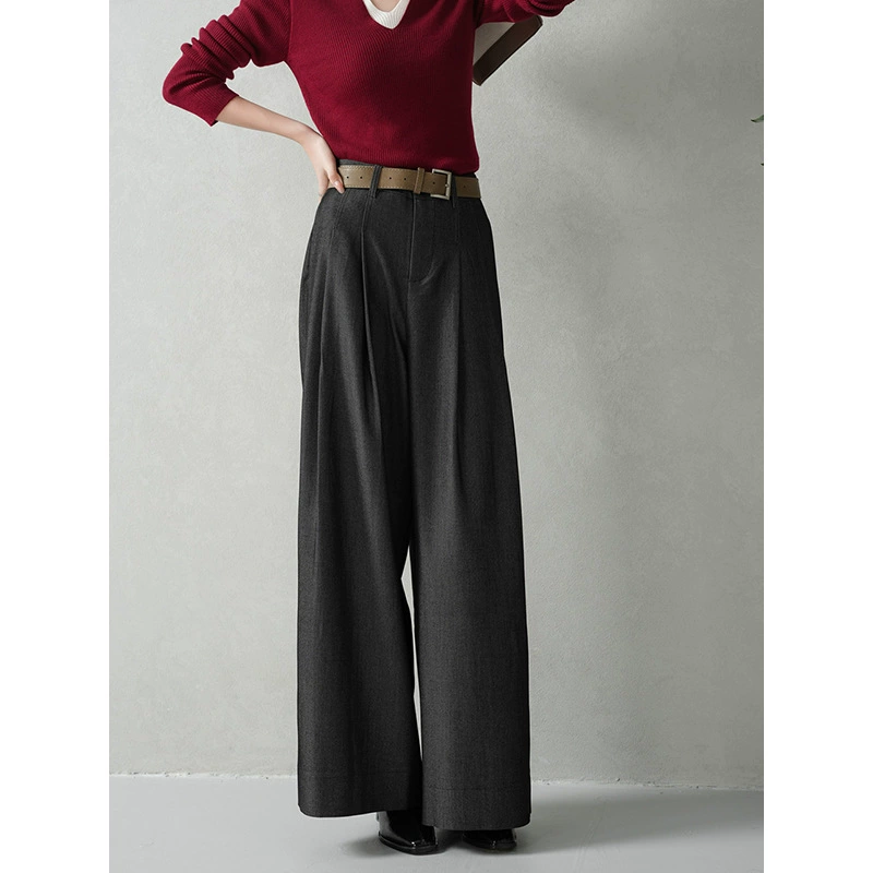 Женский костюм в стиле Yunchang, широкие брюки, осенние новые матовые шерстяные длинные брюки, элегантные прямые брюки