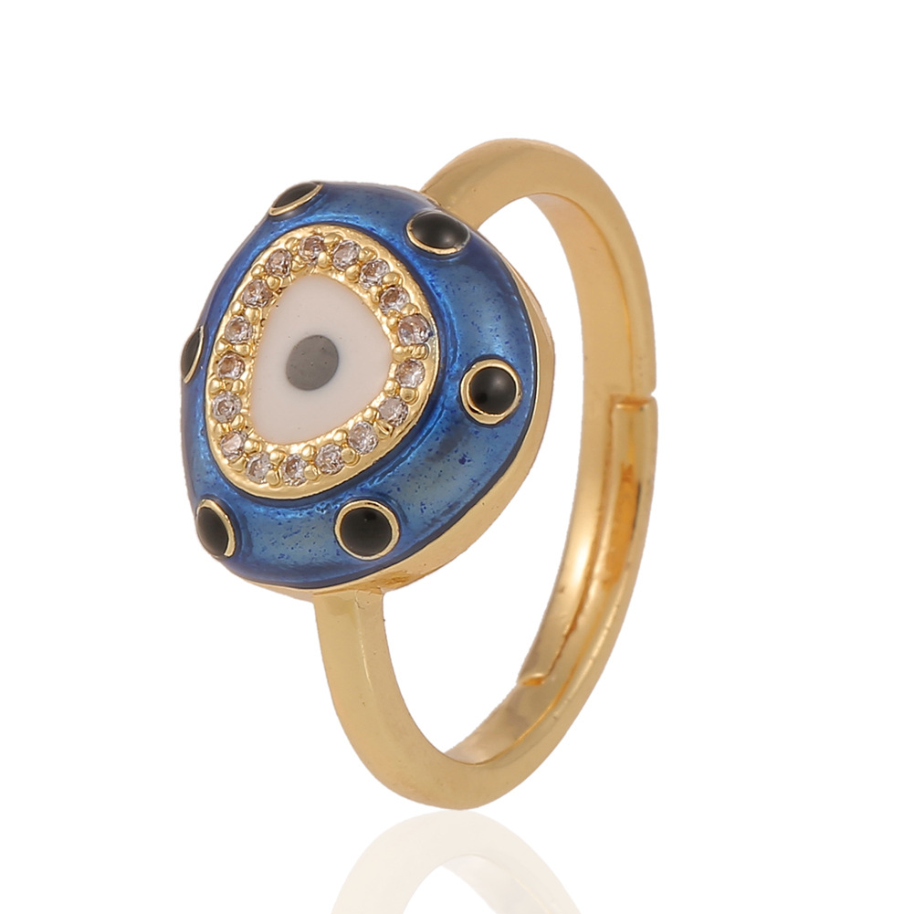 Fashion Vintage Geometric Eye Copper Inlaid Zircon Ring Wholesale Nihaojewelry display picture 7