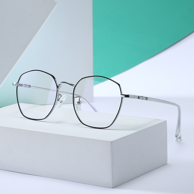 2021 men and women personality Trend Frame Ultralight Metal Spectacle frame Can be equipped with myopia glasses Decorative mirror