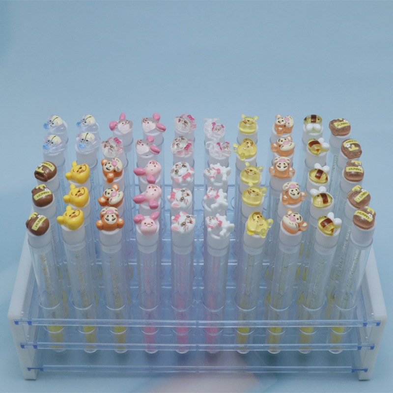 Cartoon Test Tube Eyelash Brush Cute Mini Winnie the Pooh Eyelash Brush Test Tube Eyelash Brush with Independent Tube Eyelash Comb