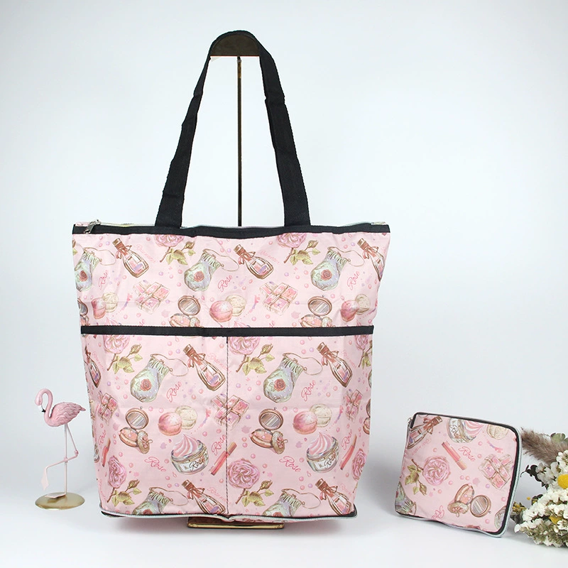 М compressed cartoon folding handheld shopping bag, вместительная льняная сумка, ткань оксфорд, корейский стиль