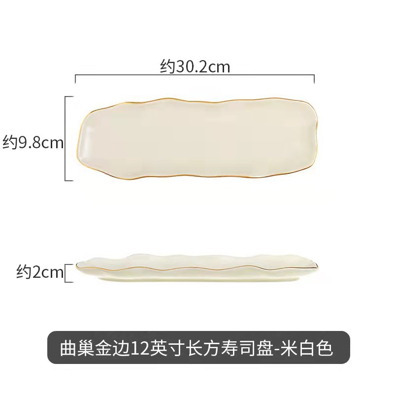 Moderno juego de regalo de tazones de sopa de lujo, diseño creativo de nido curvo irregular con vajilla de cerámica con borde dorado, que incluye platos, tazones y cucharas para uso doméstico.