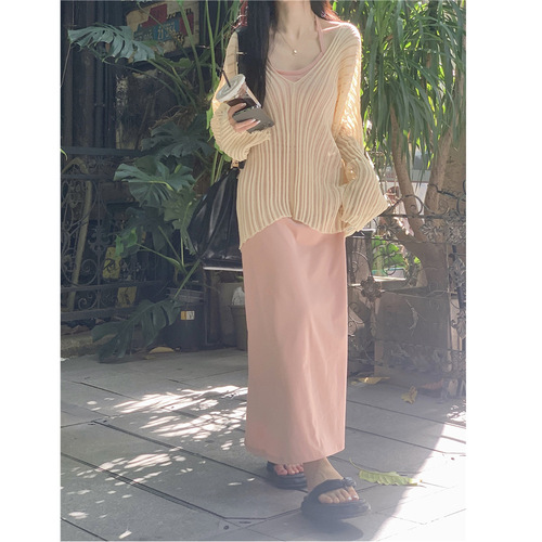 Lazy Style Loose Sun Protection Cardigan Long Sleeve Knit Top Women's Autumn Thin Version Unique Chic Upper Garment
