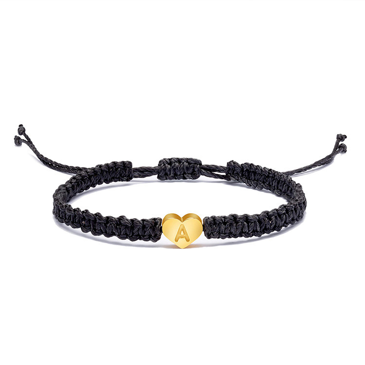 Europe and the United States cross-border hot-selling hand-woven golden love English 26 letters couple girlfriends friendship bracelet
