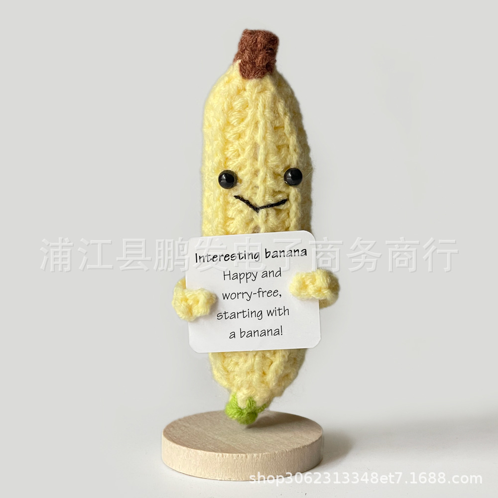 Amazon transfronterizo nuevo lindo energía positiva emocional pepino pepinillo muñeca hecha a mano de punto regalo creativo en stock