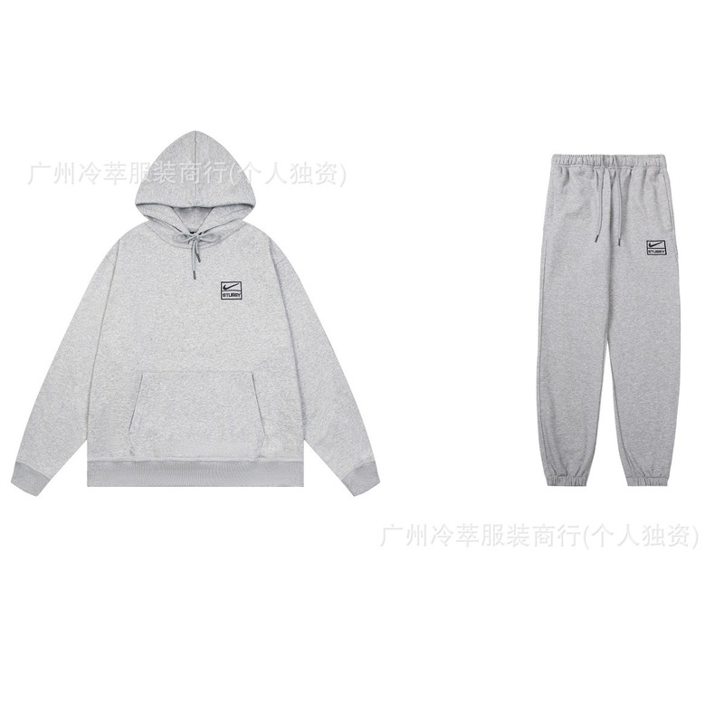 24现货跨境欧美外贸S字母联名系列刺绣宽松简约加绒套装代发|undefined