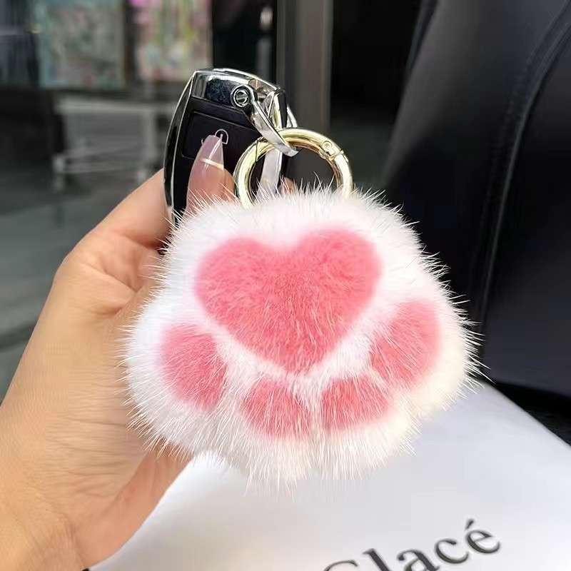 卸売りのミンク防止のぬいぐるみの猫の爪のキーホルダーはファッション的でかわいい猫の子犬の爪の印の包みのアクセサリーを掛けます。|undefined