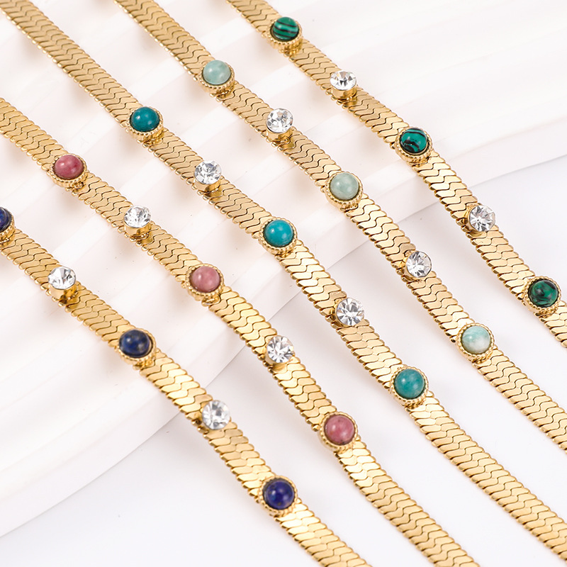 10g Weight Bracelets Classification Retro Classic Style Geometric 304 Stainless Steel Snake Chain Bracelets In Bulk