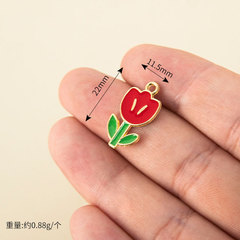 Alloy Drip Color Tulip Pendant Necklace Flower Pendant Earrings Bracelet Keychain Accessory DIY Jewelry Accessories