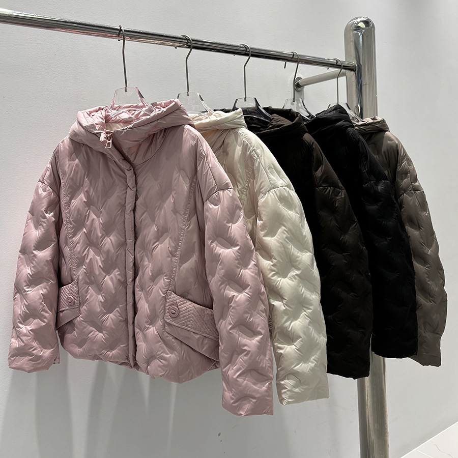 2025 New Autumn and Winter Lightweight Laminated down Jacket Women's Short Loose Casual Large Size White Duck down Warm Jacket