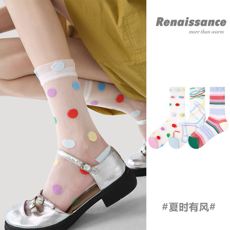 Renaissance Dropshipping Summer Thin Dopamine Mid-Calf Socks Trendy Breathable Girls' Stockings