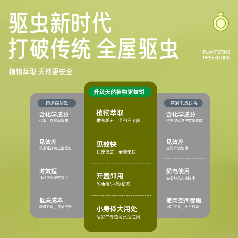 驱蚊神器植物趋避饼室内外强力驱蚊香薰蜡片宿舍祛防蚊虫无需插电|undefined