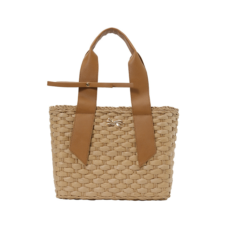 Transfronterizo retro marea tela de hierba extranjera tela de bolsa de gran capacidad extranjera sensación cotidiana vacaciones bolsa de balde de playa