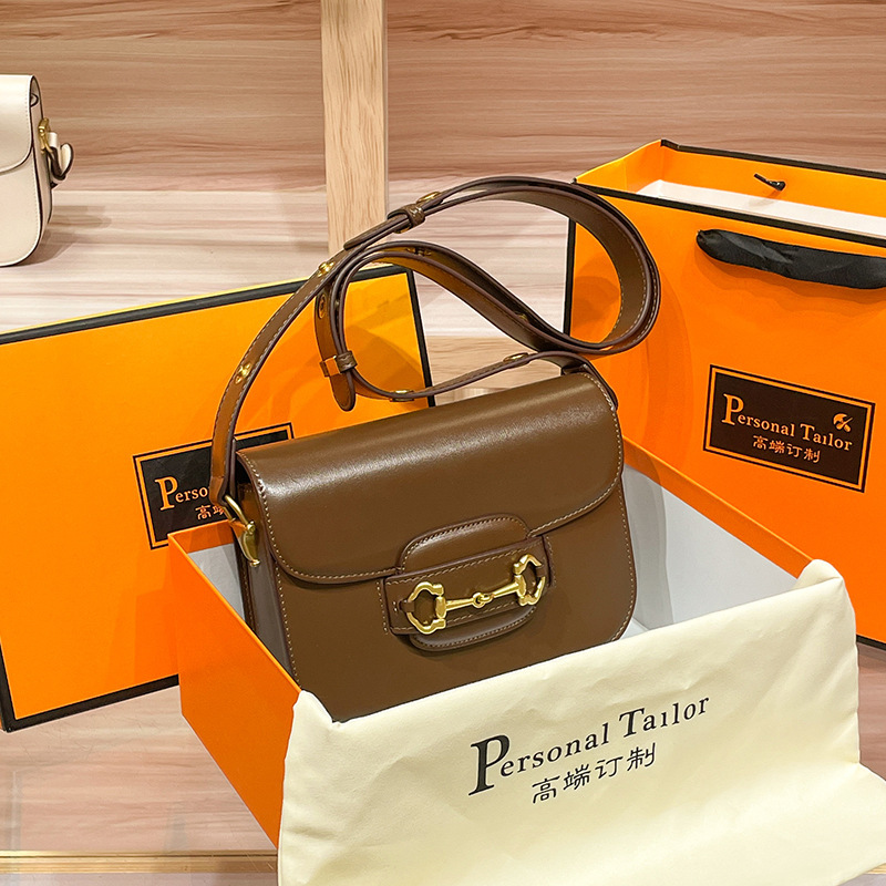 Genuine Leather Women's Bag 2026 New Model Versatile Underarm Bag 1955 Saddle Bag Fashionable Versatile Shoulder Crossbody Horsebit Bag