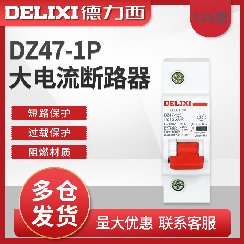 大功率小型断路器DZ47-125/1P/80A/100A单相大电流大功率空气开关