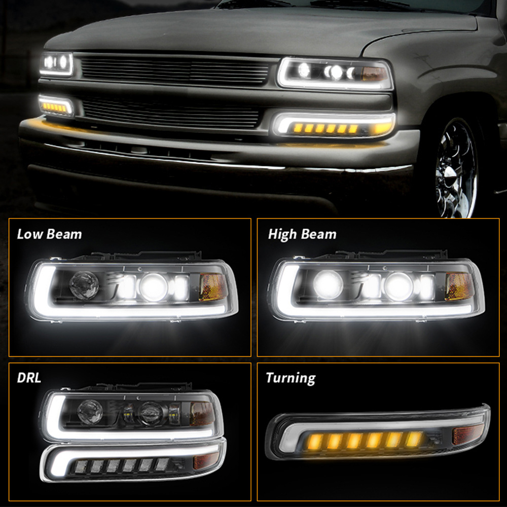 Chevrolet 1999-2002 yillarda ishlab chiqarilgan Chevrolet Silverado Suboban modellari uchun mos LED avtomobil chiroqlari.
