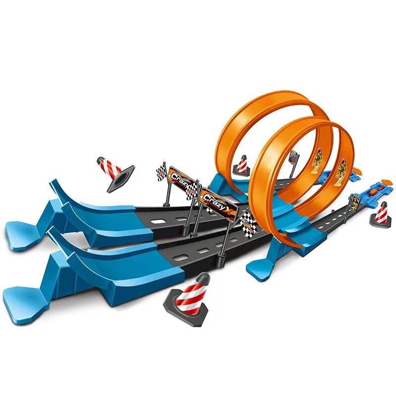Children's ejection rail car toy racing track stitching track alloy Huili car boys and girls toy wholesale