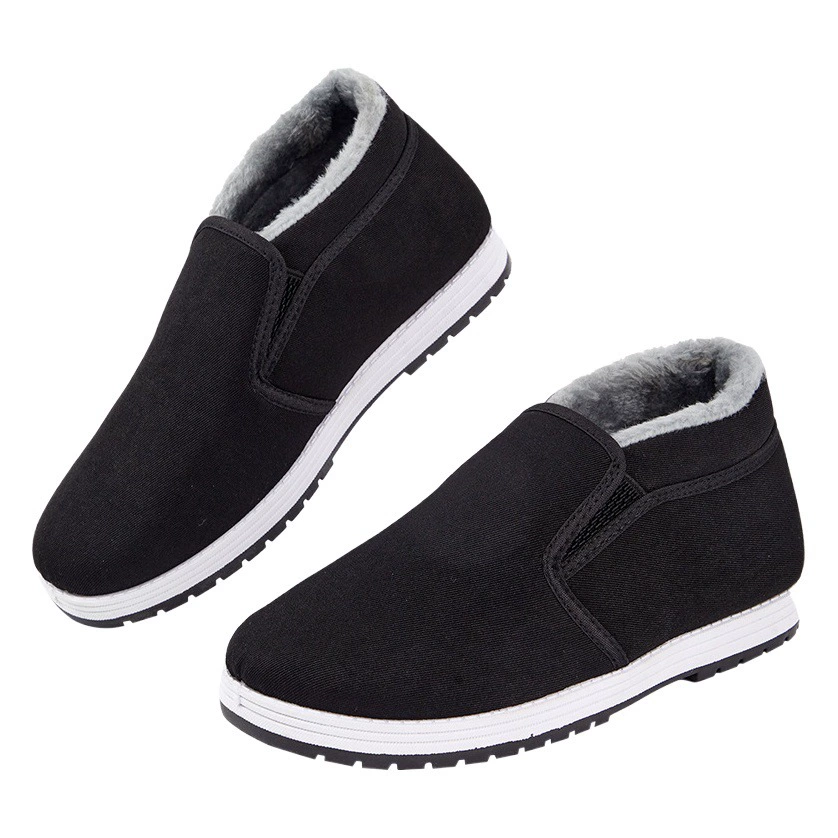 Тканевая обувь Old Beijing, Мужская хлопчатобумажная обувь, зимняя хлопковая теплая Нескользящая Тканевая обувь на флисовой подкладке, рабочая Мужская хлопчатобумажная обувь