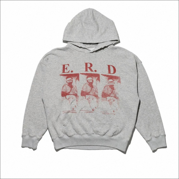 ERD忧郁富二代字母印花水洗破坏宽松经典标语logo连帽男女款卫衣|undefined