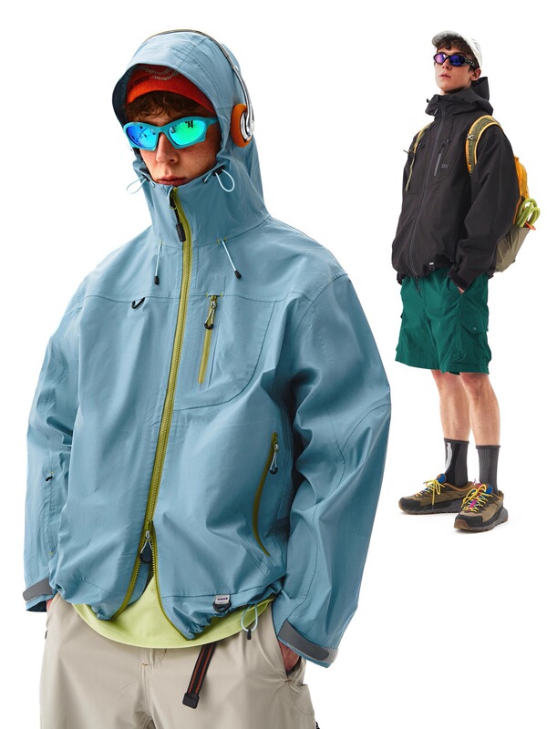 山系冲锋衣多巴胺色系女防风防水机能外套男休闲户外连帽登山服|undefined