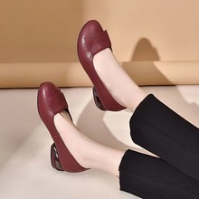 秋季新款纯皮舒适时尚女鞋皮鞋轻奢百搭休闲潮流时尚圆头低跟单鞋