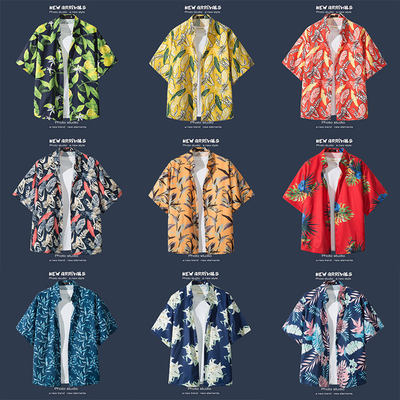 Beach Vacation Hawaiian Shirt Men's Summer Short-Sleeved Shirt Ins Cool Retro Style Loose Beach Shirt Men Beach Vacation Hawaiian Shirt Men's Summer Short-Sleeved Shirt Ins Cool Retro Style Loose Beach Shirt Men
