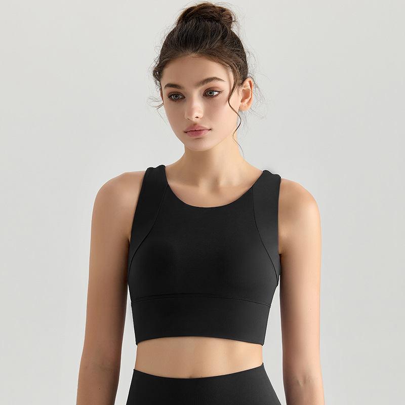 LAHN yoga chaleco de yoga de alta intensidad copa todo en uno parte superior trasera de belleza a prueba de golpes con almohadilla para el pecho fitness largo