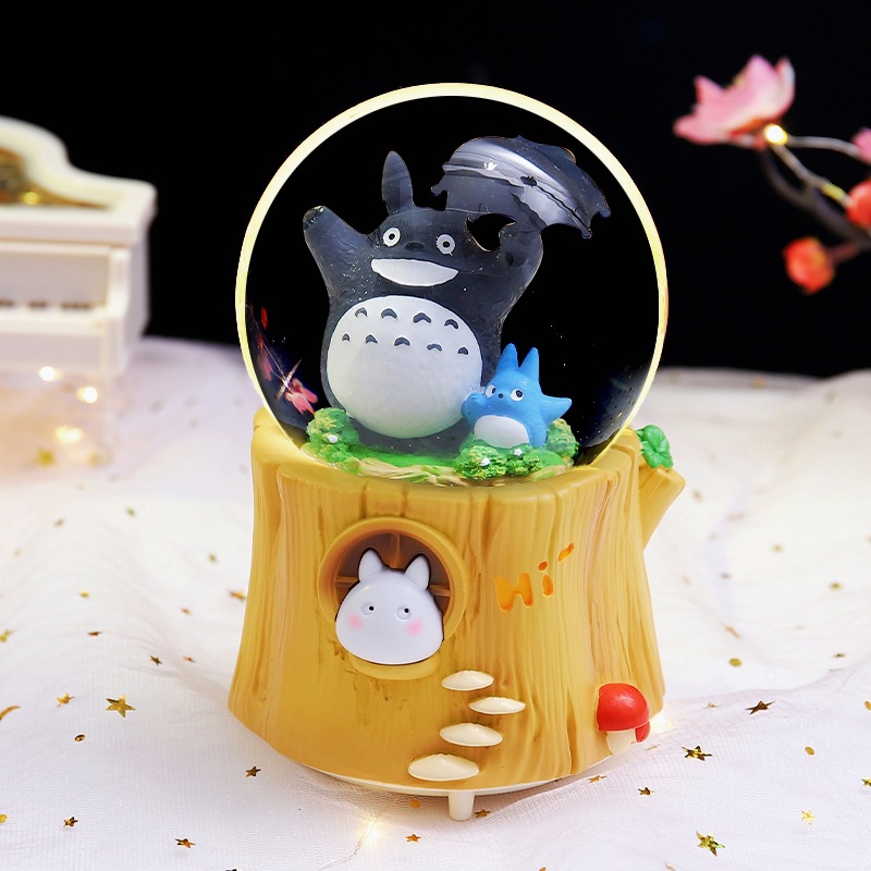 Pequeño libro rojo explosión dulce oso amarillo bola de cristal adornos luminosos giratorios caja de sonido regalos de vacaciones para niños