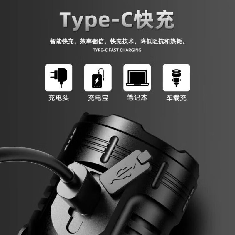便携家用迷你强光超亮手电筒可充电充电户外远射照明小钢炮续航|undefined