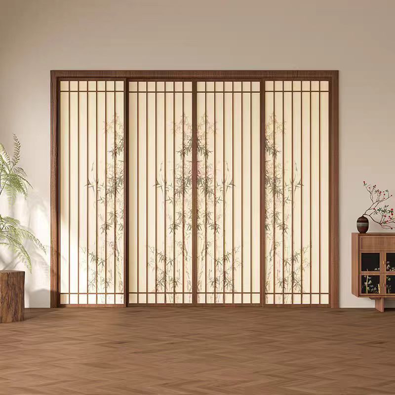 French Retro Wood Grain Color Linkage Sliding Door Kitchen Hanging Door Grille Door French Retro Wood Grain Color Linkage Sliding Door Kitchen Hanging Door Grille Door