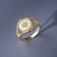 14k золото Кольцо женщин письмо Инкрустированные индекс палец кольцо золотые украшения 30379
