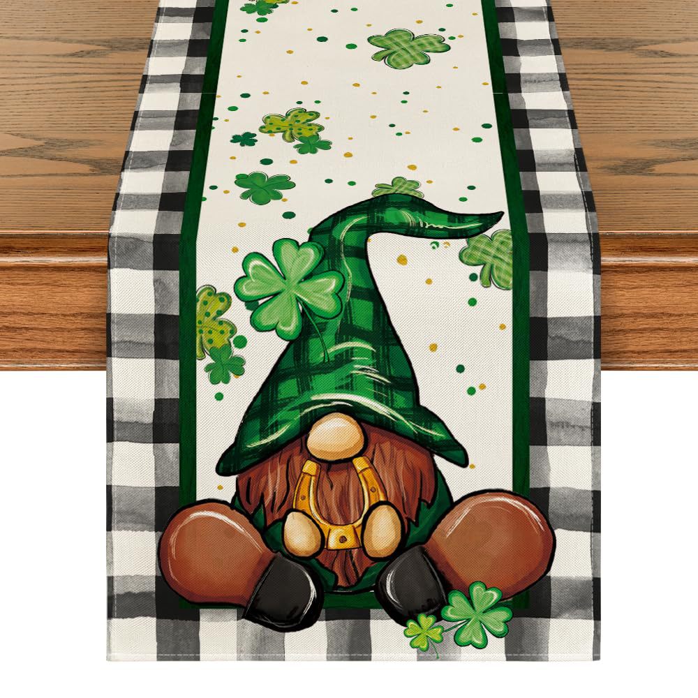 Día de San Patricio mantel corredor de mesa tela lavable impresión estera de mesa de trébol de cuatro hojas montaña antideslizante aislamiento térmico