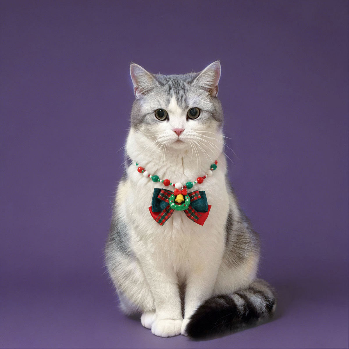 2026 mascotas collares de perlas metálicas de seda colgante de arco colgante de flores de Navidad gatos collares de perros