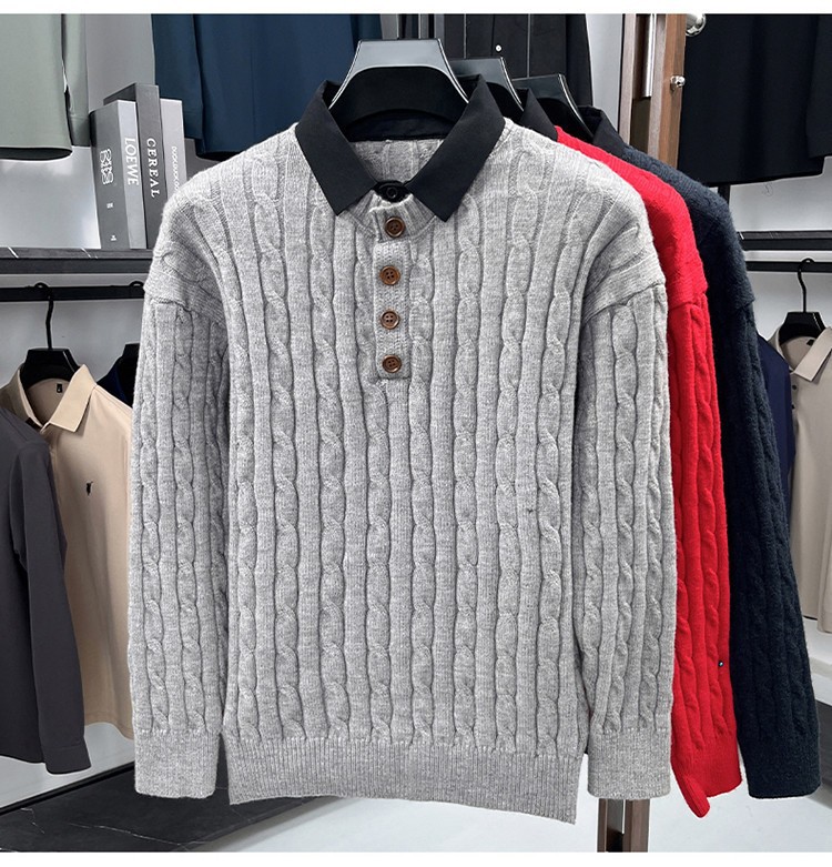 Suéter de hombre de torsión transfronterizo hombre de cuello medio alto delgado overhead casual otoño y invierno nueva moda de ropa de hombre camiseta de punto