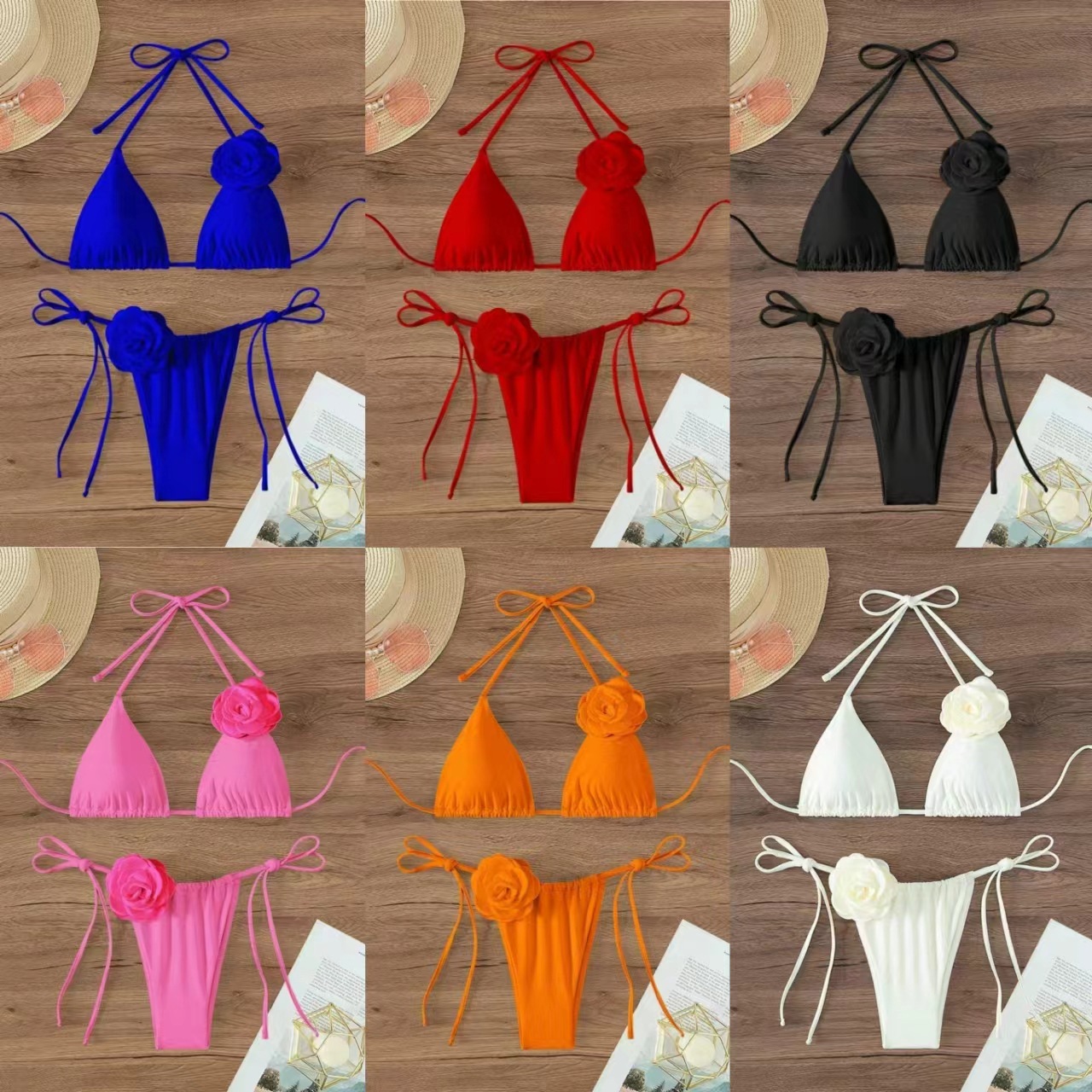 2026 New Three-Dimensional Floral Women's Swimsuit Two-Piece Bikini Cross-Border Amazon Bikini Aliexpress Russia