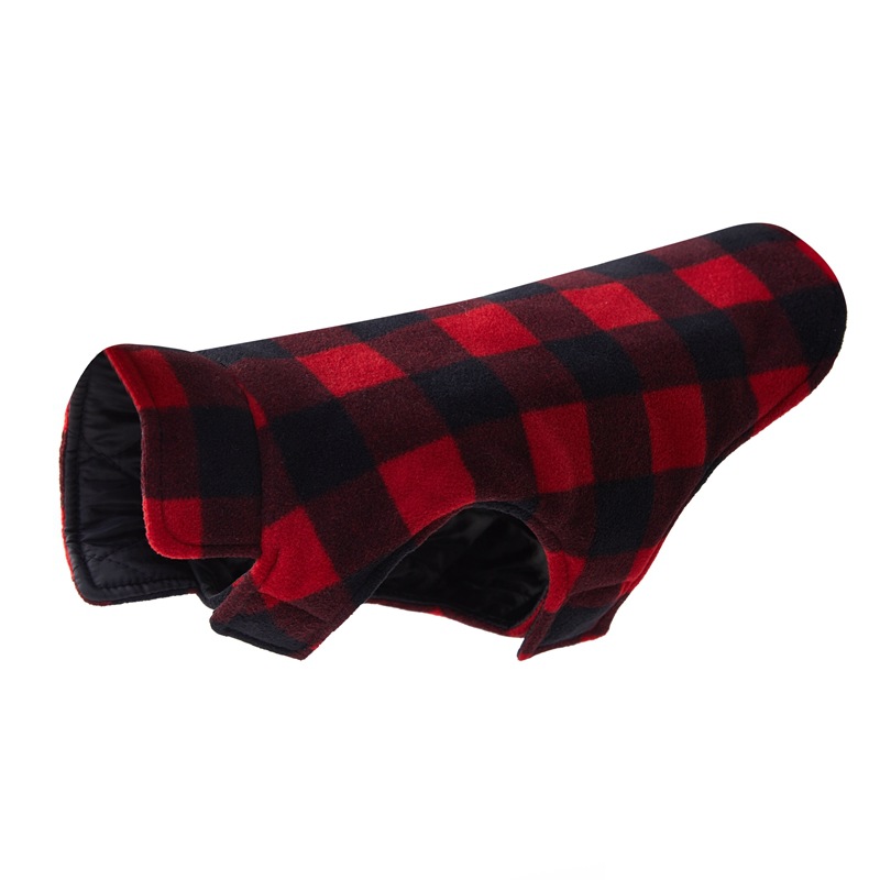 Ropa navideña para mascotas, chaleco a cuadros de doble cara, chaleco para perros de lana polar a prueba de viento e impermeable, chaleco para perros al por mayor image 6