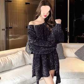 亮丝毛衣女外穿秋冬新款加厚宽松洋气百搭中长款慵懒风套头针织衫
