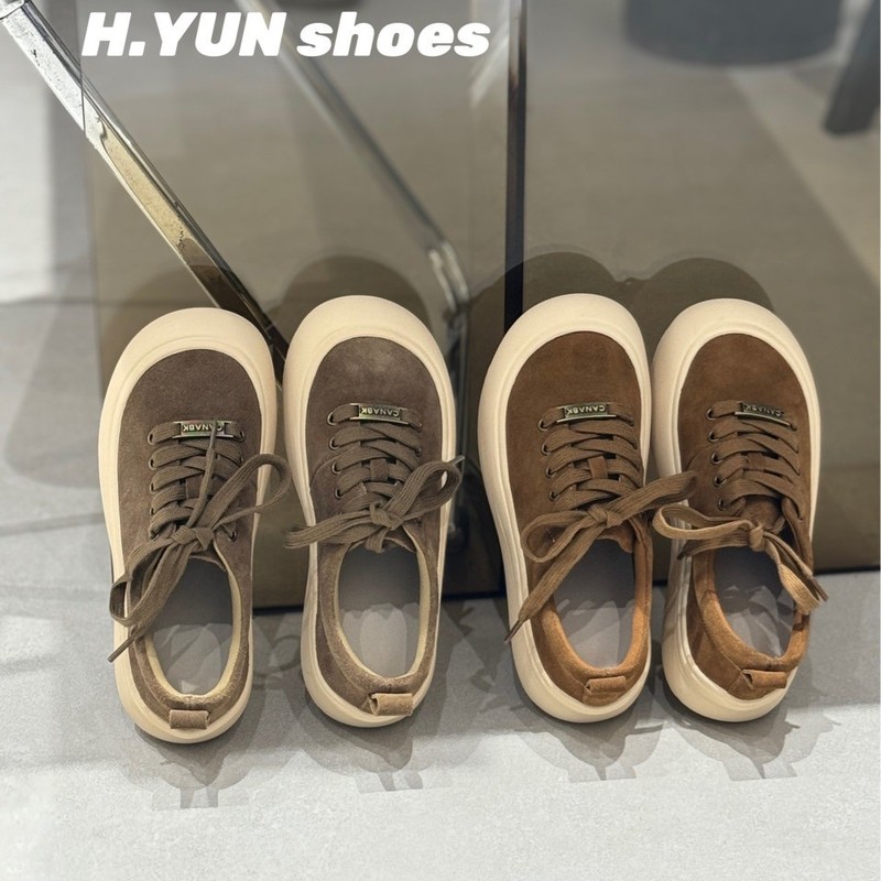 红韵～厚底休闲真皮磨砂牛皮新款系带不闷脚休闲运动板鞋|undefined