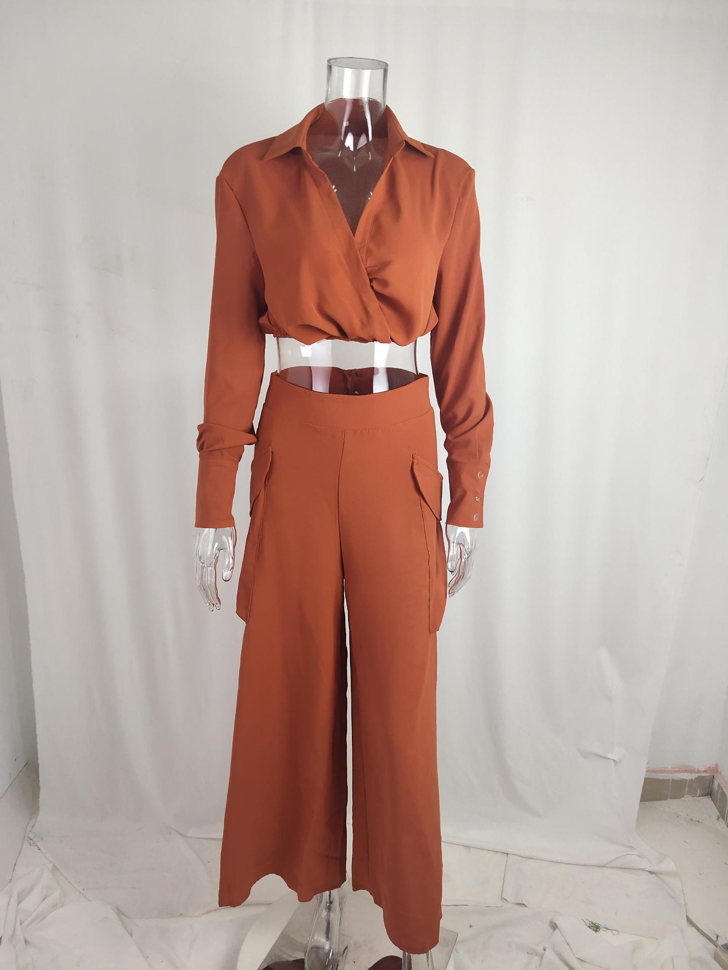 403g Weight Long Sleeve Sleeve Length Polyester Fabric Type Leisure Suit Sets Type Casual, Office, Daily Occasion Shirt Collar Neckline Pocket Function Slim Fit Type Solid Color Pattern Spring Season Women's Gender Elegant Style, Temperament Commuter Style Casual Office Daily Women's Elegant Style Temperament Commuter Solid Color Polyester Leisure Suit Pants Sets 10