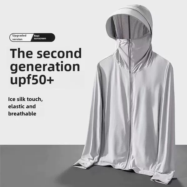 Ice Silk Sun Protection Clothing for Men, New Summer Style, Ultra-Thin Breathable Sun Protection Clothing, Outdoor Fishing Jacket, Cross-Border